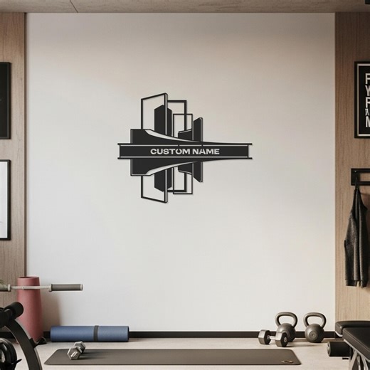Custom Metal Name Wall Art, Modern Geometric Sign Decor, Personalized Gym Wall Decor, Office Studio Wall Accent, Unique Gift Idea - Etsy
