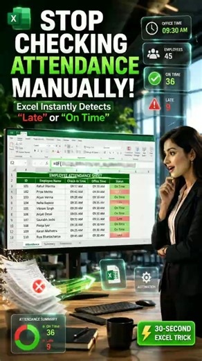 Stop Checking Attendance Manually! ✅ Excel Does It Instantly #excel #shorts