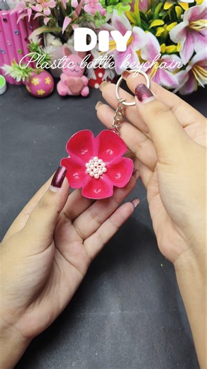 Diy keychain from plastic bottle 🎀🌸 #diy #craft #art #artandcraft #shorts #keychain #handmade #viral