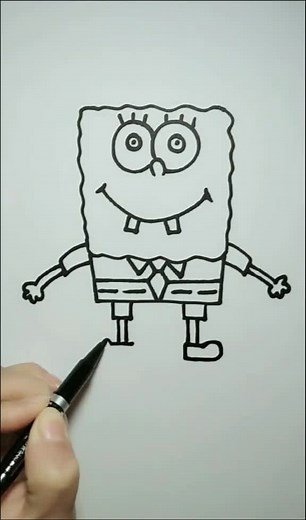 Drawing SpongeBob SquarePants Step by Step Process
