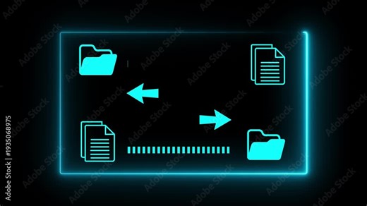 Document management system concept (DMS) on the transparent background. Software for archiving, Searching and managing files corporate document. Motion graphics of (DMS). 4k video animation