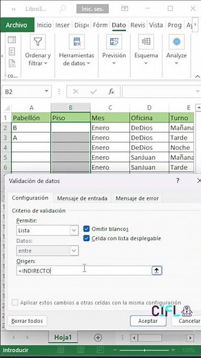 Cap 34: Validación de Datos Estructurada con Función INDIRECTO en Excel 🛠️🔍
