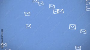 Flying Animated Letters On Blue Paper Texture. Ideal For Your Email, Post And Communication Related Projects. High-Quality Seamless Animation. 4K, 60fps Stock Video