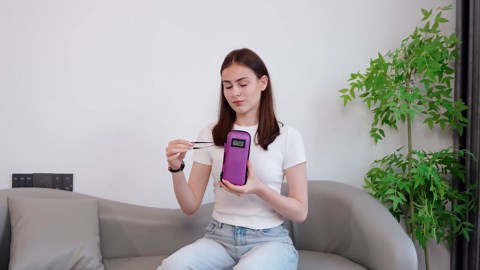 Insulin Cooler Travel Case, Portable Temperature Display Medicine Travel Cooler, Diabetes Case with 2 Reusable Ice Packs TSA Approved for Diabetic Supplies Patent Pending(Purple)