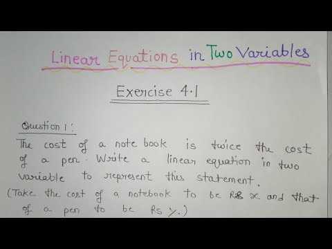 Linear Equation in Two Variable | Class 9 Maths chapter 4 | Exercise 4.1