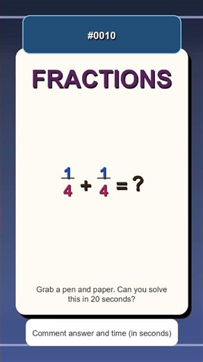 1/4 + 1/4 = ? | Quick Fractions Practice | Adding Fractions