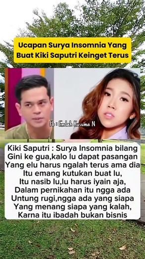 Ucapan Surya Insomnia,,Buat Kiki Saputri Keinget Terus‼️
