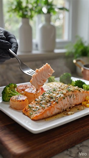 Creamy garlic salmon, buttery shrimp, #deliciouseats #easymeals #foodreels #viralrecipes