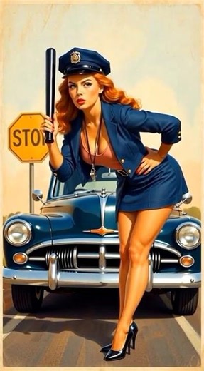 Pin Up Girls-Traffic officer #aesthetic #art #aestheticgirl #stablediffusion#pinupgirl #pinupstyle