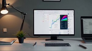 デュアルモニターで作業するオフィス机の動画｜無料の動画素材サイト「動画AC」