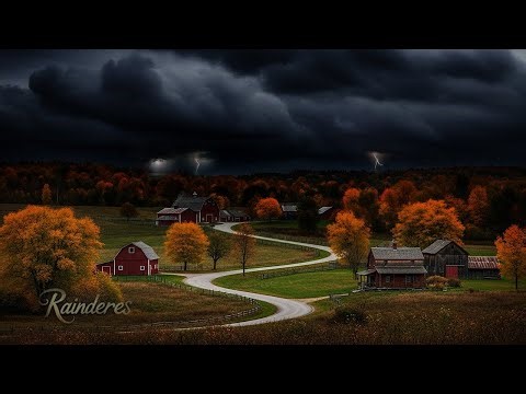 Moody Autumn Night Before the Storm 🍂 | Thunder & Wind Ambience
