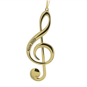 Personalized Music Ornaments for Christmas Tree - Choir Ornament, Music Teacher Ornament, Musical Ornaments, Music Note Ornament - Gold Music Note - Free Customization With Gift Box