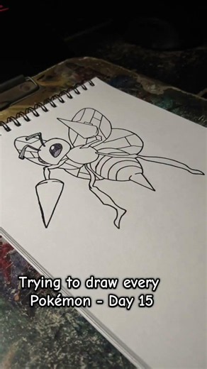 Day 15 :- Beedrill attacks at high speed using all three of its poisonous stingers at once. 🐝⚔️