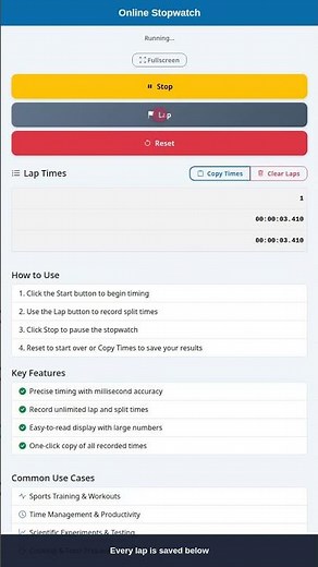 Online Stopwatch - Accurate Time Tracking #Shorts