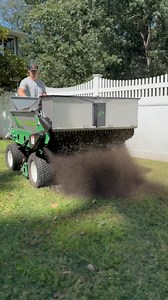 1.4K views · 691 reactions | Topdress, aerate and Overseed in one pass with the 415SP. Sand, compost or topsoil, any moisture content, up to 2,000 lbs! #organiclawncare #compost #topdresser #topdressing #sand #topdress #lawnlevel #compostspreader #turf #spreader #sandspreader | Earth & Turf Products | Facebook