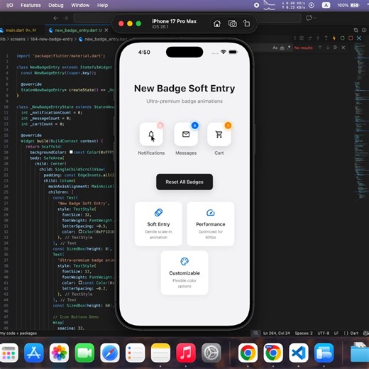 Muhammad Hassan Hafeez • Flutter Developer | iOS & Android Dev on Instagram: "New Badge Entry Animation in Flutter ⚙️ Source Code in Bio"