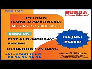 PYTHON Online Training @ DURGASOFT