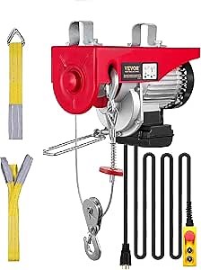VEVOR Electric Hoist with Remote Control, 1320LBS Electric Winch, 110V Electric Hoist with 14ft Wired Control for Lifting in Factories, Warehouses, Construction Site, Attic