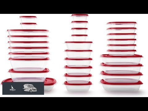 Rubbermaid 60 Piece Food Storage Containers with Lids Microwave and Dishwasher Safe Red