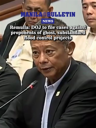 5.5K views · 111 reactions | WATCH: Department of Justice (DOJ) Secretary Jesus Crispin “Boying” Remulla assured senators that the agency will pursue the filing of cases against those involved in the delivery of “ghost” and substandard flood control projects soon. READ: https://mb.com.ph/2025/09/18/remulla-doj-to-file-cases-against-proponents-of-ghost-substandard-flood-control-projects | MANILA BULLETIN | Facebook