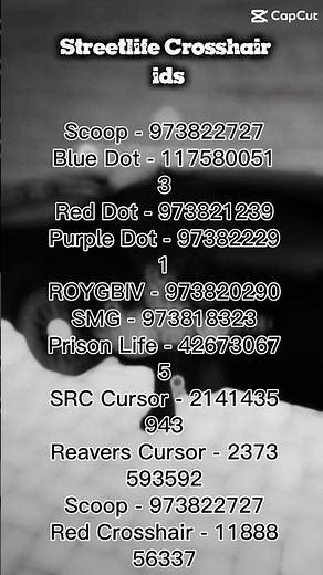 Streetlife Remastered Crosshair Codes Id #roblox #streetliferemastered #robloxmusic #streelife #edit