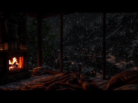 No Ads- 🔥 Snowstorm Night ASMR | Warm Cabin Sounds for Deep Sleep & Stress Relief