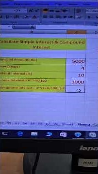 Calculate Simple Interest & Compound interest in Microsoft Excel #excel #microsoftexcel #exceltips