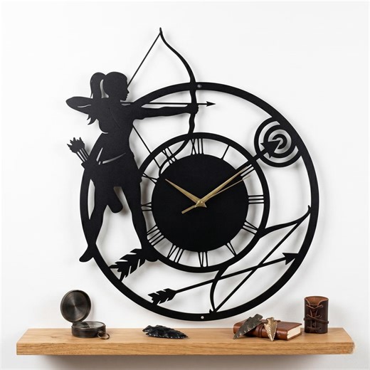 Archer Metal Wall Clock, Bow and Arrow Wall Art, Sports Silhouette Decor, Modern Metal Wall Decor - Etsy
