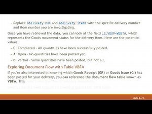 How to Determine if an Outbound Delivery Item is Posted in a Goods Receipt