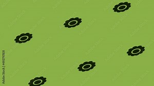 animation of blossoming flower icon rotating on green background