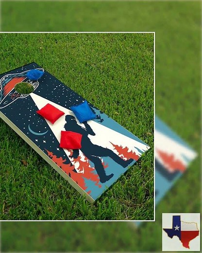 UFO and Big Foot - Cornhole Board Wrap - Set of 2