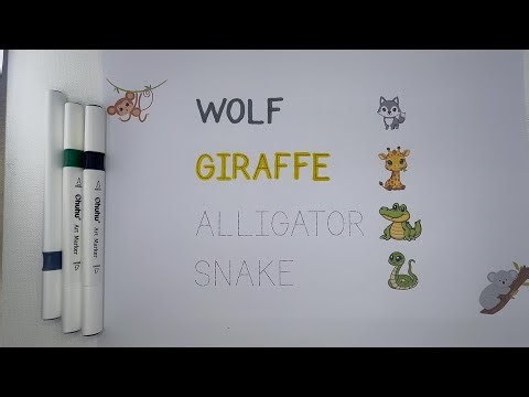 Trace Animal Names for Kids | Wolf, Giraffe, Alligator & Snake | Preschool Writing