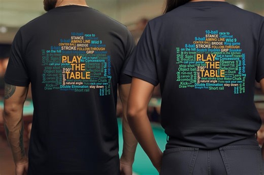 Play the Table Word Cloud T-shirt | Billiards Pool Cue Apparel - Etsy