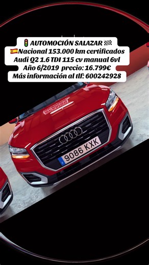 Nos encontramos en Villafranca de los Barros (Badajoz)tlf:600242928 Financiamos el 100% rápido y sencillo Revisado 12 meses de garantía a nivel nacional cambio de nombre 🇪🇸Vehículo nacional y km certificados Todo al día Marca: Audi Modelo: Q2 Año: 6/2019 Km: 153.000 Cilindrada: 1.6 TDI Potencia: 115 cv Cambio: Manual 6vl Etiqueta: C #parati #Audiq2