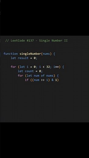 Solve LeetCode 137 Single Number II #shorts #developer #interview