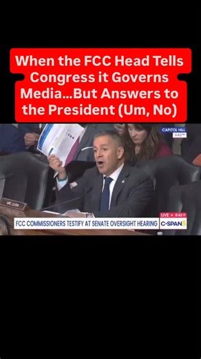 Jessica Yellin on Instagram: "Remind us again how answering to the President = independence? FCC Chair Brendan Carr claimed that the FCC is NOT an independent agency during testimony before a Senate committee today. Fact Check: The FCC, which regulates the broadcast TV industry, was created by Congress and established as an independent agency in 1934. It’s supposed to be independent so it doesn’t face political pressure and can work impartially. In the past, Carr has said the agency is in fact i