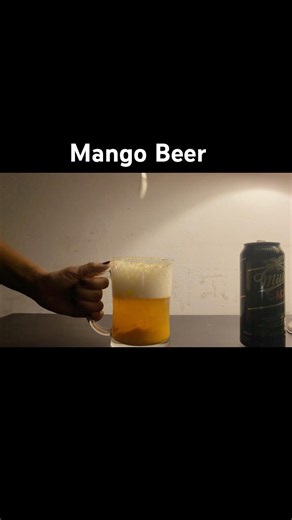 "Mango Beer" = Mango puree + lemon + pink salt + roasted red chilli + beer