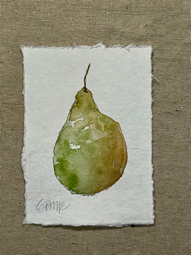 ORIGINAL Single Pear Watercolor on Handmade Paper - Etsy