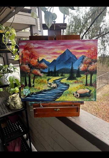 I’ve been working on more Pokemon landscapes 🤭💛 #pokemon #anime #art #pokemonart #landscapepainting
