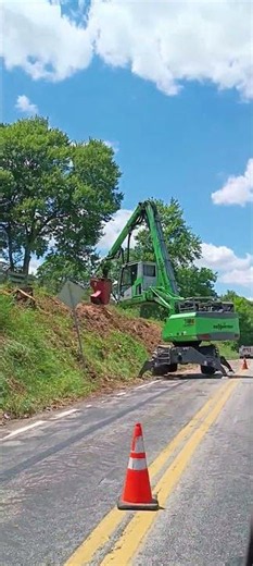 Happened upon a real Transformer Robot in Disguise. Sennebogen 718 E Tree Handler.