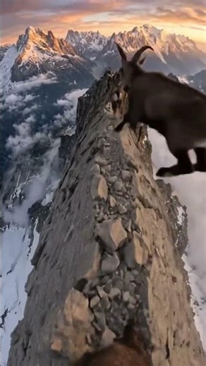 Mountain Goats Running on Near-Vertical Cliffs