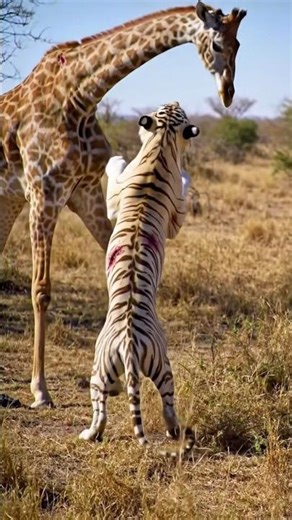 🐯 WHITE TIGER vs GIRAFFE: Brutal Savannah Battle | Wildlife Rivalry 🦒🐯😱 #naturedocumentary