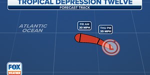 Tropical Depression 12 slowly dissipating over eastern Atlantic