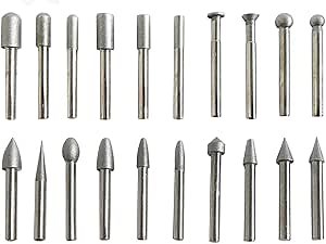 Set of 20 1/4" Shank Diamond Coated Grinding Burrs Sets, 60 Grit Diamond Mounted Points Carving Bits Grinding Bits Grinding Head for 1/4" Die Grinder/Cordless Drill