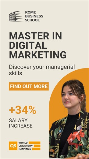 🚀Master in Digital Marketing & Business Transformation – Starts April 2026 - Oncampus and Online - ☑️ 28% salary increase – Graduates at Amazon, Microsoft, Coca-Cola ☑️Hands-on learning – Manage a real budget with Meta ☑️Exclusive visits – Meet leaders at Alibaba, Almawave, Nokia Bell Labs ☑️Silicon Valley Bootcamp – Network with top executives & investors ☑️Industry certifications – Google, Meta, HubSpot & more 🎓 Led by Sabina Eminente (Nestlé, Mastercard, YourCMO). Apply now! | Rome Business