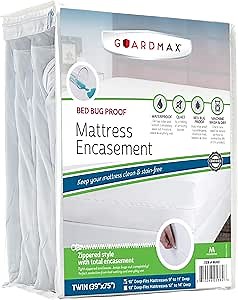 Guardmax Jersey Knitted Twin Zippered Mattress Encasement - Waterproof & Bed Bug Proof Mattress Protector - Comfortable, Soft, and Noiseless Zippered Bedding - Dust Mite Proof (39 x 75 x 10)