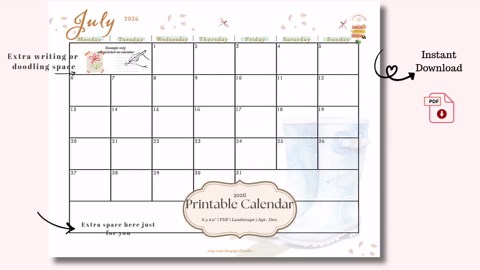 2026 Calendar Printable Bundle | April–december Monthly Planner | Landscape Calendar | Instant Download | US Letter PDF | Monday Start Date - Etsy