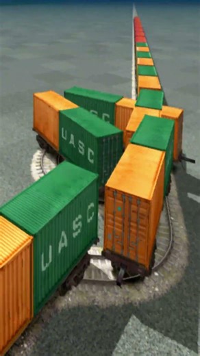 Massive Extreme Train Crossing On Bumpy Railroad 💥😳 BeamNG.Drive Train simulator 3D #shorts