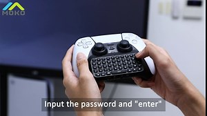 MoKo Keyboard for PS5 Controller, PS5 Bluetooth Wireless Mini Keyboard Chatpad for PlayStation 5 Controller, Game Keypad Built-in Speaker with 3.5mm Audio Jack for Messaging and Game Live Chat, Black