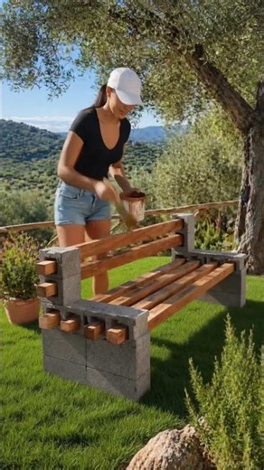Panchina fai da te con blocchi di cemento #DIY #faidate #diyproject #gardenideas #concrete